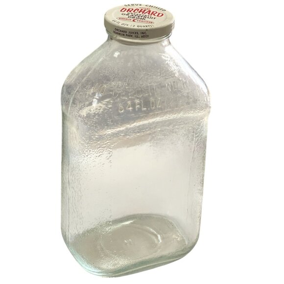 Vintage Orchard Juices Glass Bottle 64 Fl Oz With Lid - Picture 1 of 6